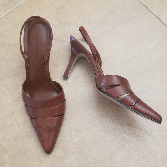 Karen Scott Shoes - SOLD!!!Karen Scott Brown Leather Slingback Sandals